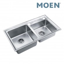 Moen 22183 Double Bowl Stainless Steel Kitchen Sink
