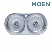 Moen 22006 Round Double Bowl Stainless Steel Kitchen Sink