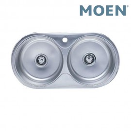 Moen 22006 Round Double Bowl Stainless Steel Kitchen Sink