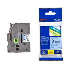 Brother TZe-521 Labelling Tape – Black on Blue, 9mm wide Standard Laminated